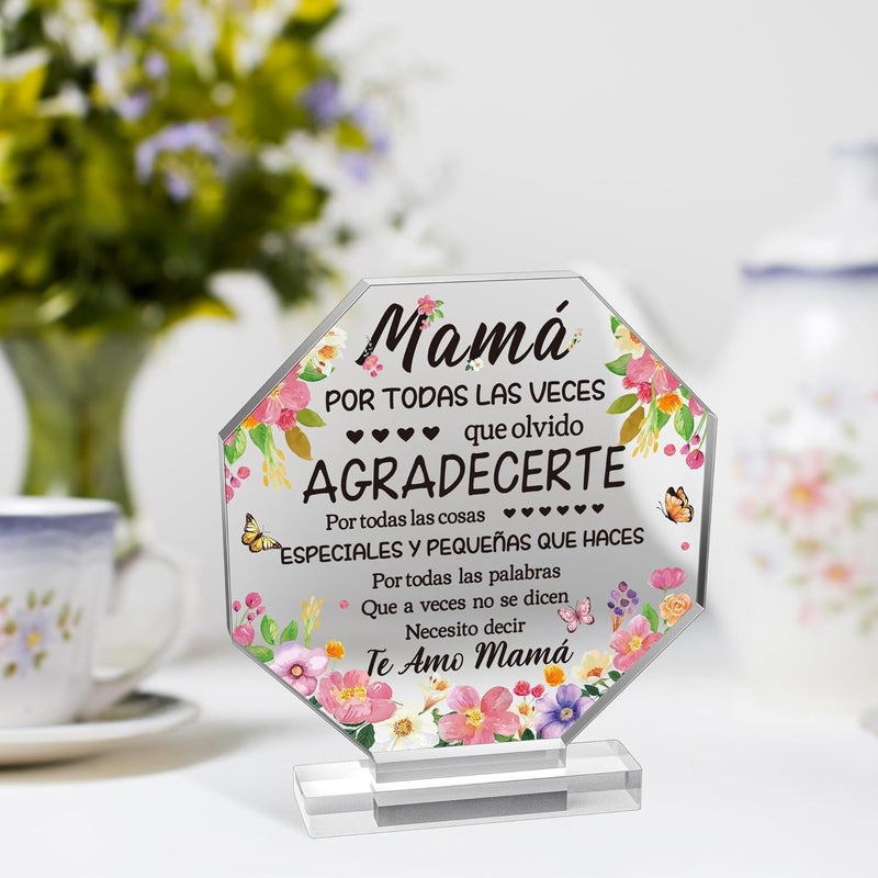 Yopyame Mother’s Day Acrylic Gift - Spanish Mom Birthday Plaque Sign Regalos para Mamá Acrylic Gift for Home Table Desk Shelf Decor Keepsake Gifts for Mom in Spanish Mother’s Gifts from Daughter Son - Image 4